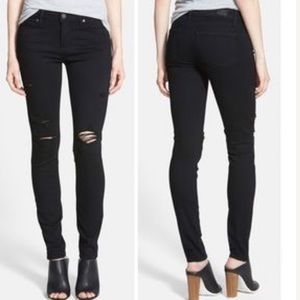 Paige Distressed Black Skinny Jeans
